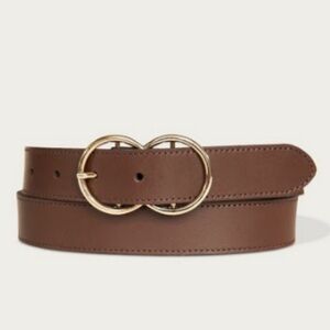 Lucky Brand Leather Belt with Double Ring Buckle